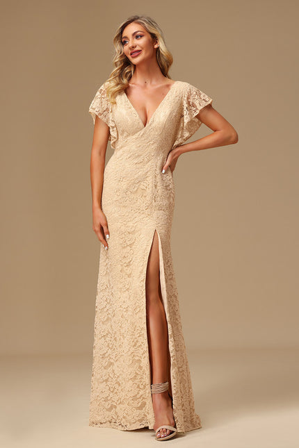 Robe Dentelle Longue Mauve Dentelle