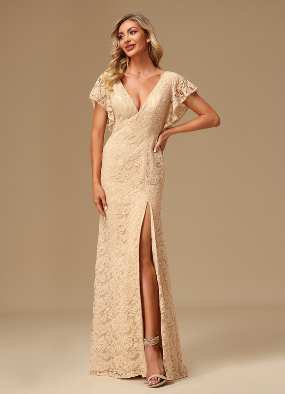 Robe Dentelle Longue Mauve Dentelle