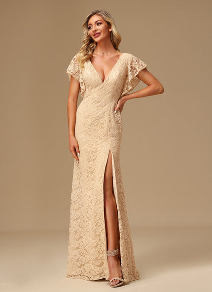 Robe Dentelle Longue Mauve Dentelle