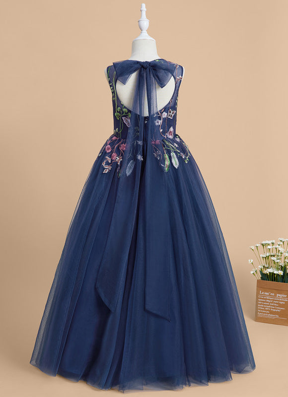 Robe Dentelle Tulle Marine Fleurie