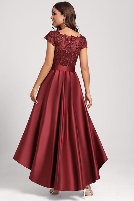Robe Dentelle Chic Asymétrique Satin - gallery 1