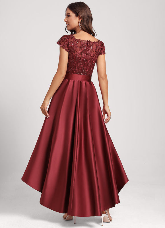 Robe Dentelle Chic Asymétrique Satin - gallery 1