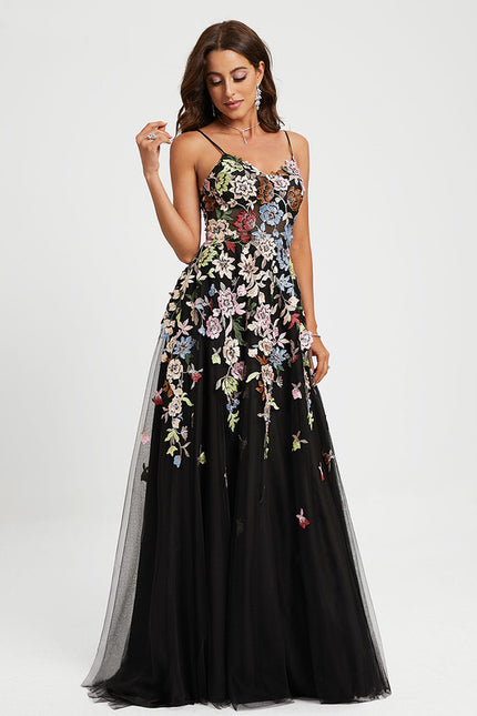 Robe Dentelle Florale En Tulle - gallery 1