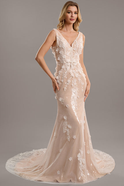 Robe Dentelle Sirène Perlée