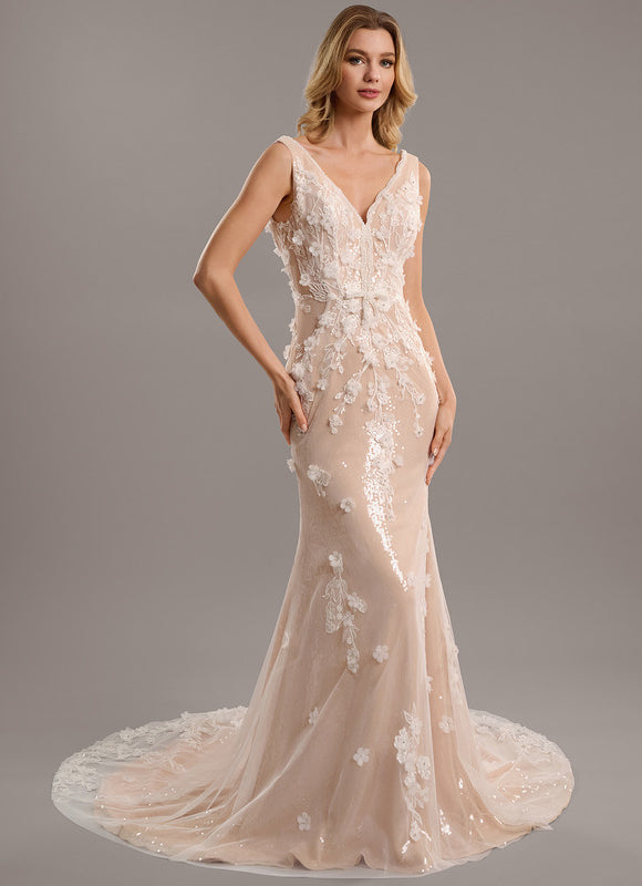 Robe Dentelle Sirène Perlée