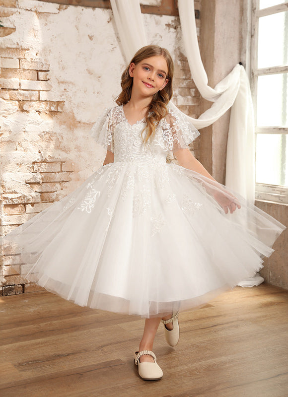 Robe De Baptême Fille En Dentelle - gallery 2