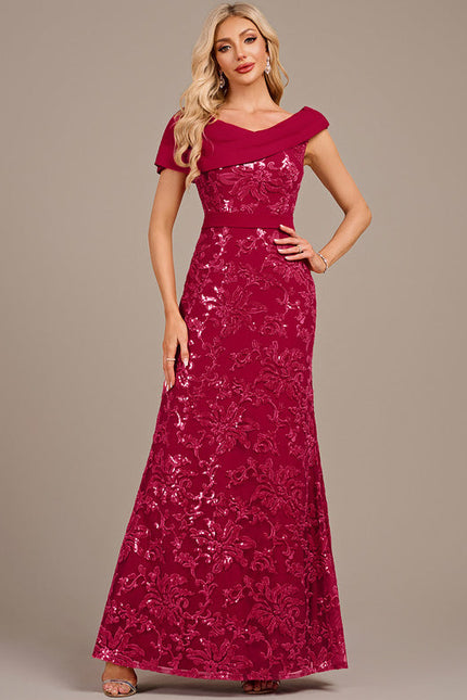 Robe Dentelle Soirée Bordeaux Élégante - gallery 3
