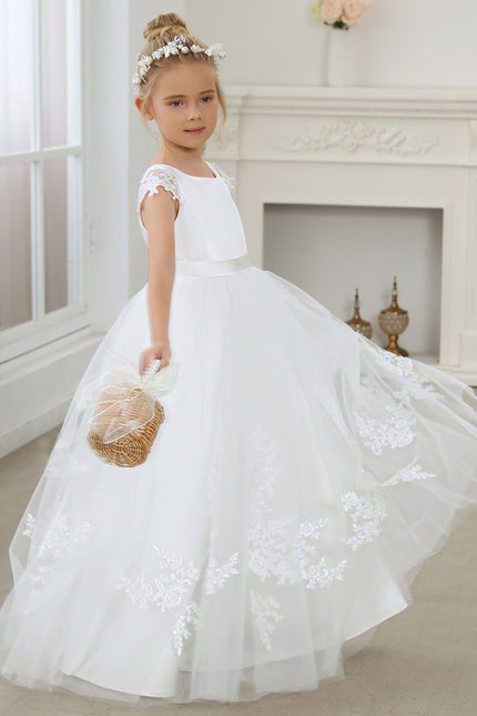 Robe Dentelle Nuptiale Enfant Tulle - gallery 2