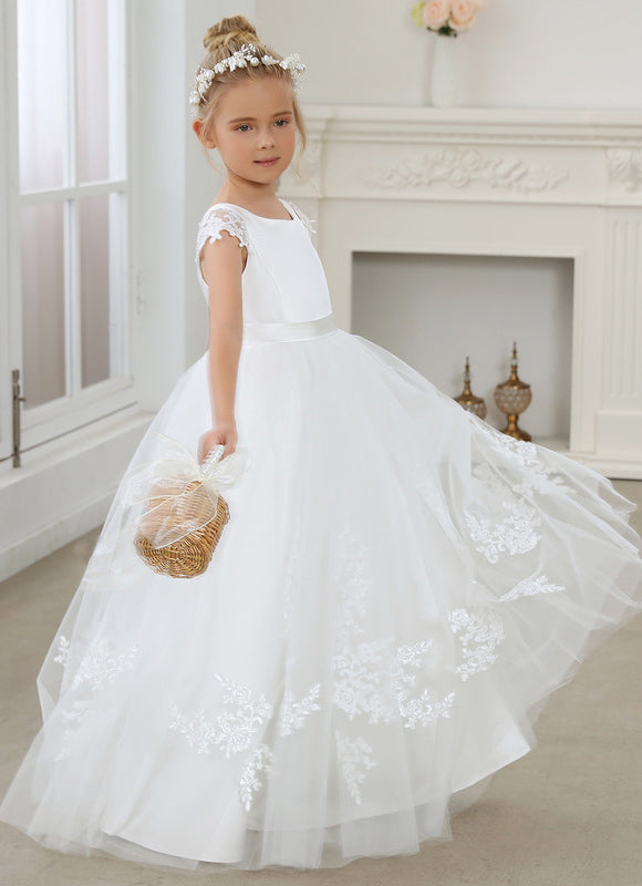 Robe Dentelle Nuptiale Enfant Tulle - gallery 2