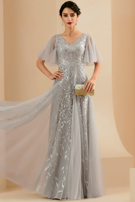 Robe Dentelle Vaporeuse Argentée