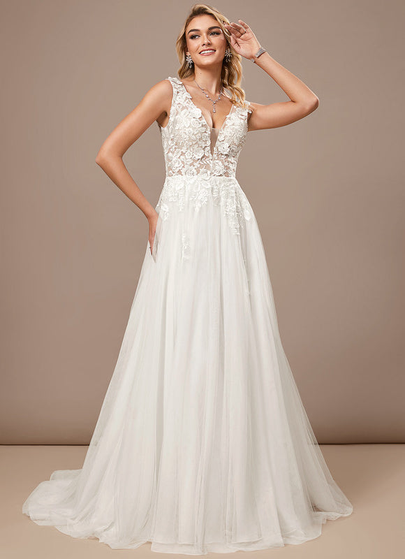Robe De Mariee Fluide Et Dentelle - gallery 1