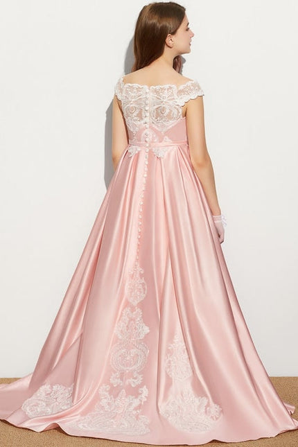 Robe Dentelle Satin Rose