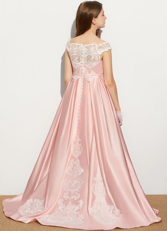 Robe Dentelle Satin Rose