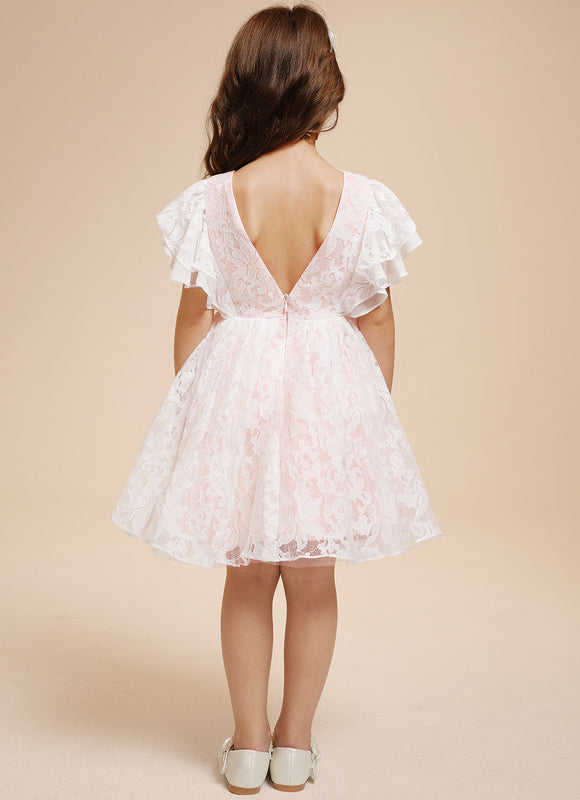 Robe Dentelle Fille Rose Dentelle - gallery 5