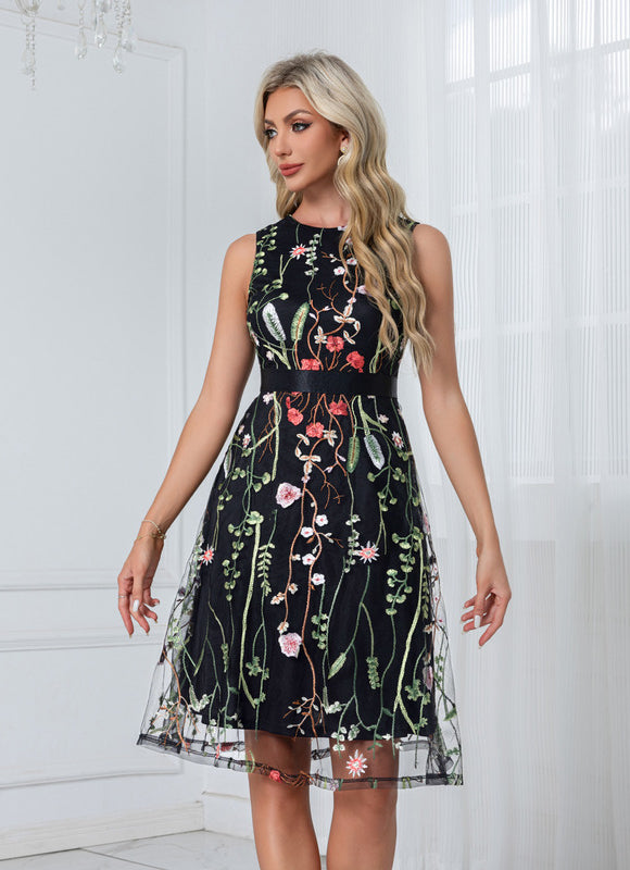 Robe Dentelle Noire Florale - gallery 9