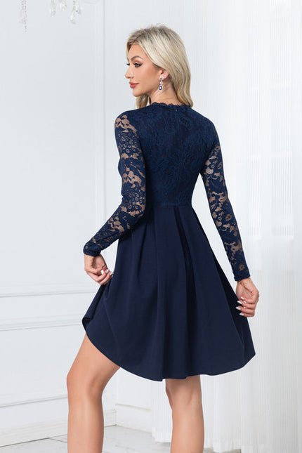 Robe En Dentelle Bleu Marine - gallery 1