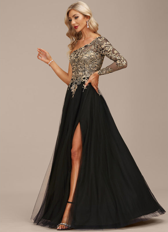 Robe Dentelle Tulle Asymétrique - gallery 3