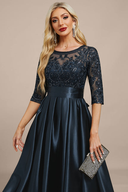 Robe Dentelle Élégante Satinée - gallery 1