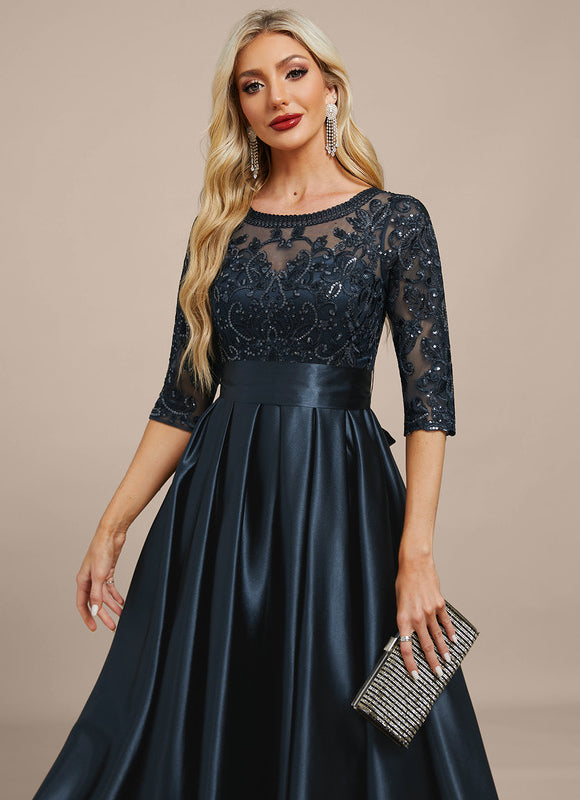 Robe Dentelle Élégante Satinée - gallery 1