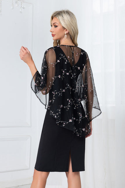 Robe Dentelle Noire Brodée - gallery 1