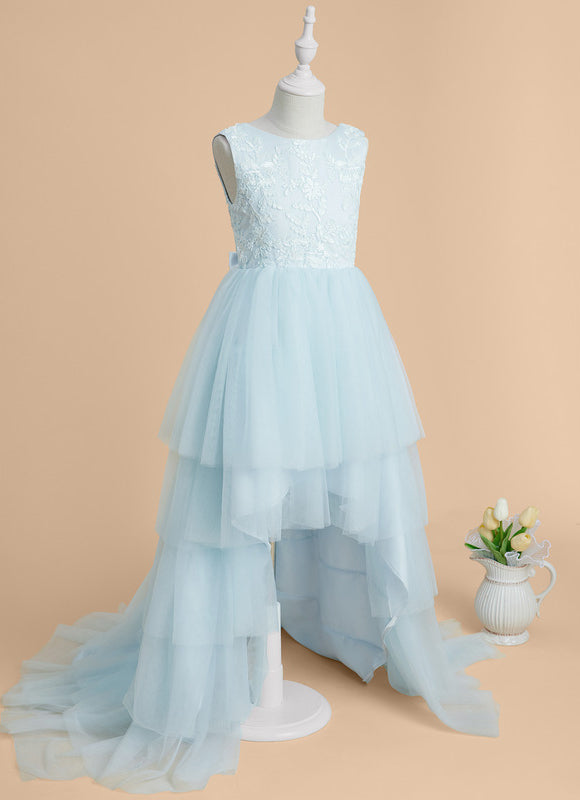Robe Dentelle Tulle Bleu Ciel - gallery 4