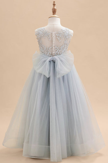 Robe Dentelle Tulle Bleu Clair - gallery 4