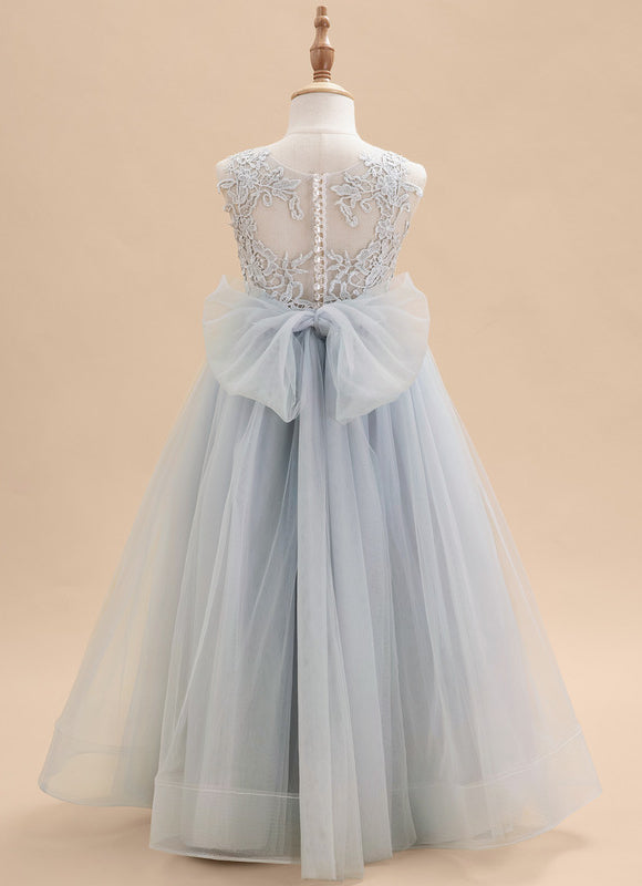 Robe Dentelle Tulle Bleu Clair - gallery 4