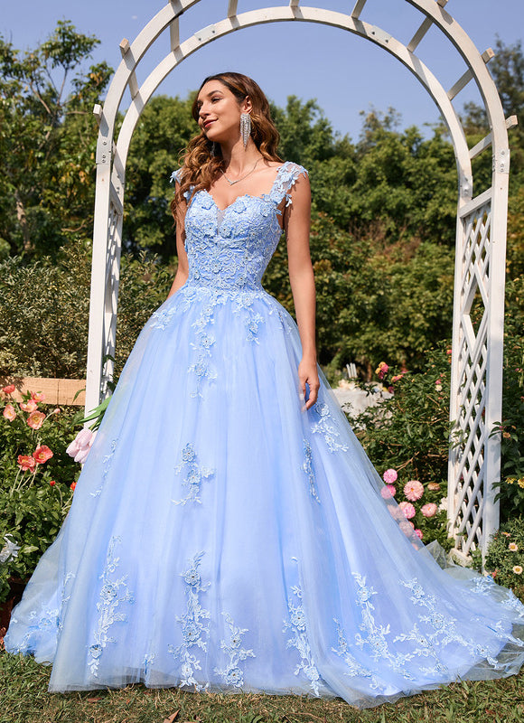 Robe Dentelle Bal Bleu Pastel - gallery 4