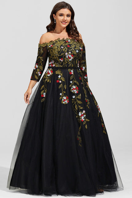 Robe Dentelle De Gala Florale - gallery 7