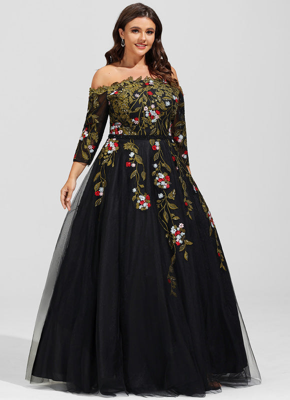 Robe Dentelle De Gala Florale - gallery 7
