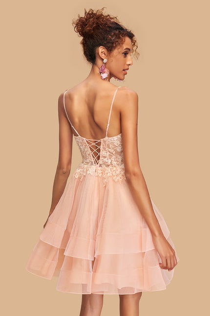 Robe Dentelle Courte Tulle Floral - gallery 2