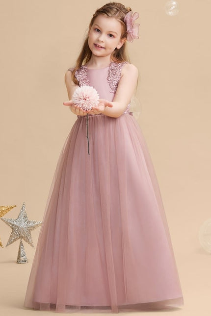 Robe Dentelle Fille Rose Élégante - gallery 1