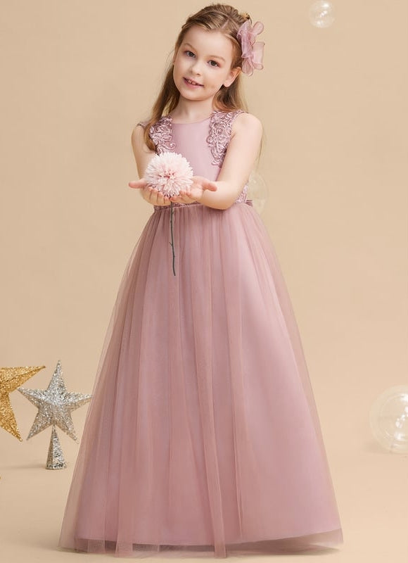 Robe Dentelle Fille Rose Élégante - gallery 1