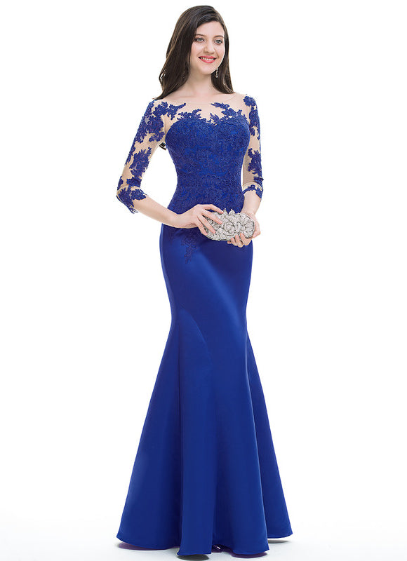 Robe Dentelle Satin Émeraude - gallery 3