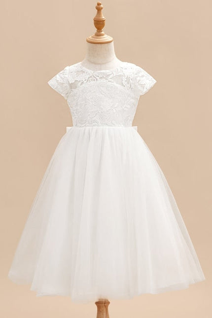 Robe Dentelle Tulle Blanc Festif - gallery 3