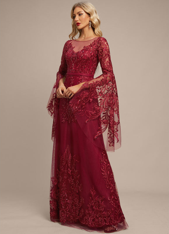 Robe Longue Dentelle Bordeaux - gallery 1