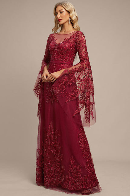 Robe Longue Dentelle Bordeaux - gallery 1