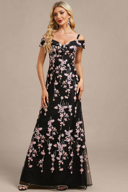 Robe Dentelle Florale Noire - gallery 3