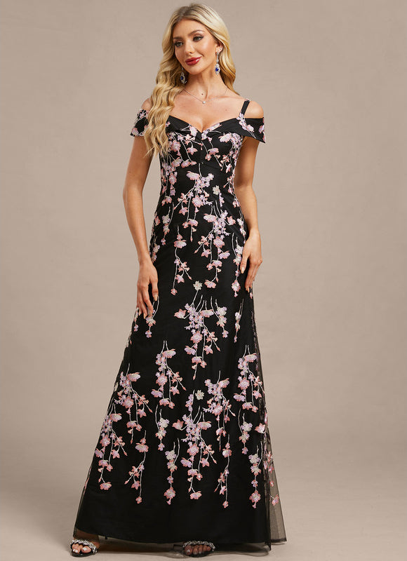 Robe Dentelle Florale Noire - gallery 3