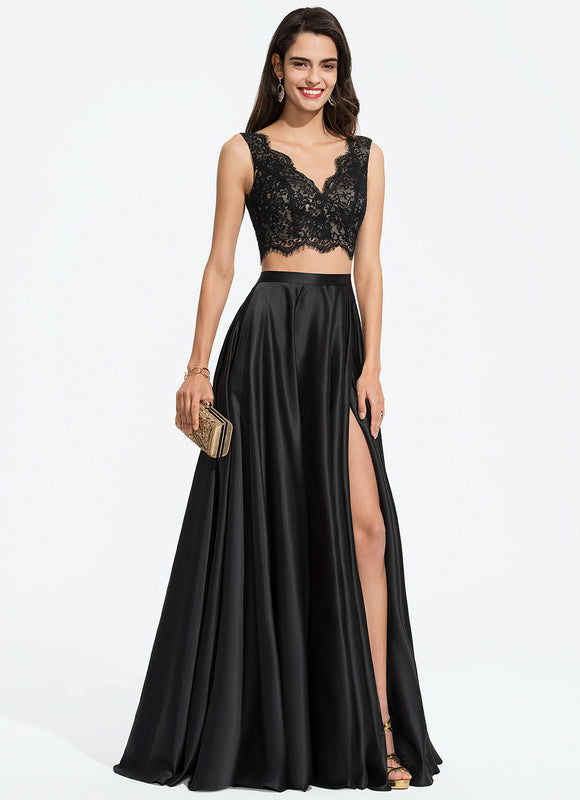 Robe Fendue Dentelle - gallery 3