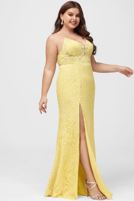 Robe Dentelle Dentelle Jaune - gallery 7