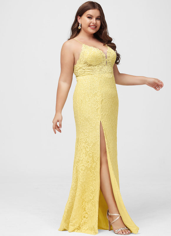 Robe Dentelle Dentelle Jaune - gallery 7