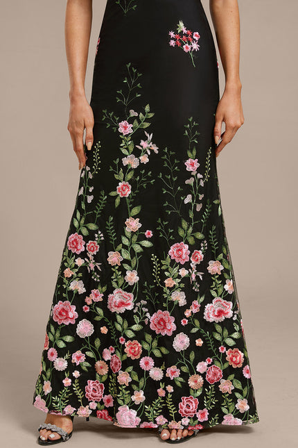 Robe Dentelle Longue Noire Florale - gallery 7