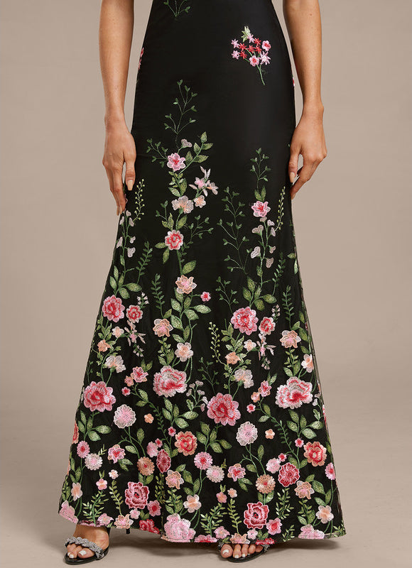 Robe Dentelle Longue Noire Florale - gallery 7