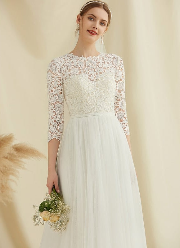 Robe Dentelle En Tulle Fluide - gallery 6