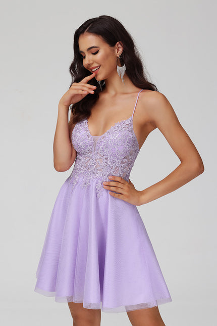 Robe Dentelle Tulle Lilas - gallery 2