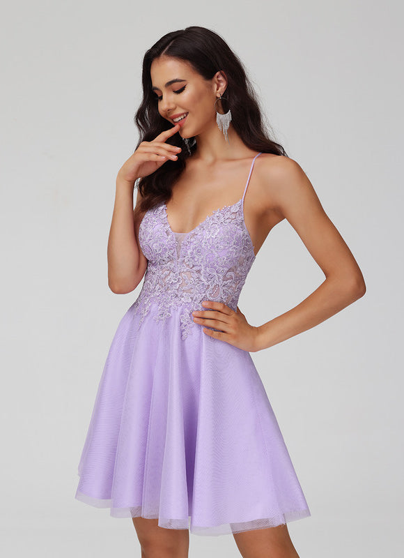 Robe Dentelle Tulle Lilas - gallery 2