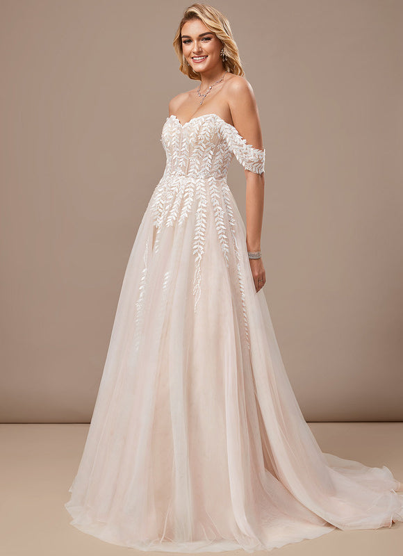 Robe Epaule Dénudée Dentelle - gallery 1