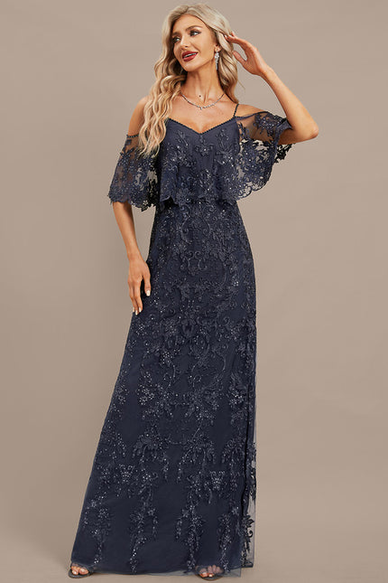 Robe Dentelle Marine Brodée