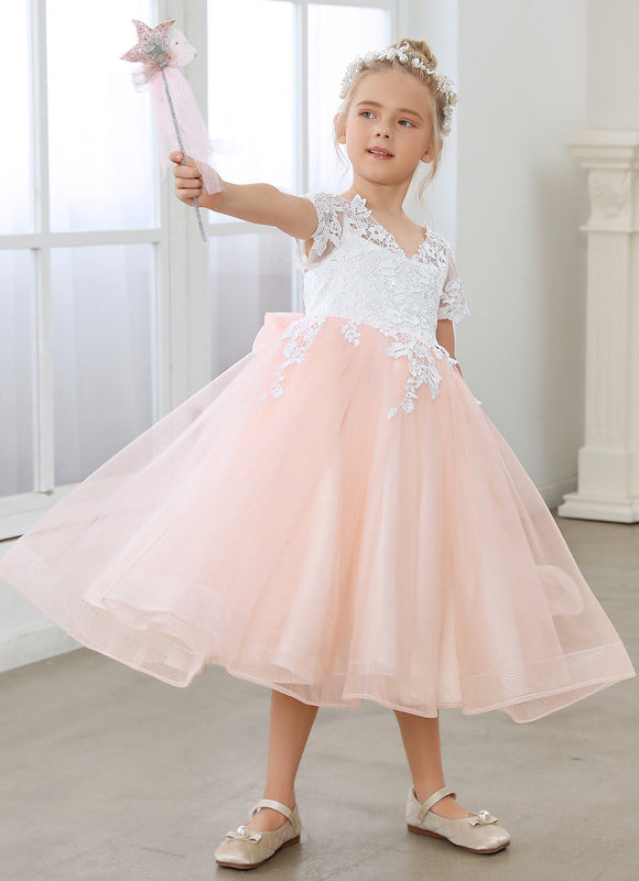 Robe Dentelle Rose Vaporeuse - gallery 6